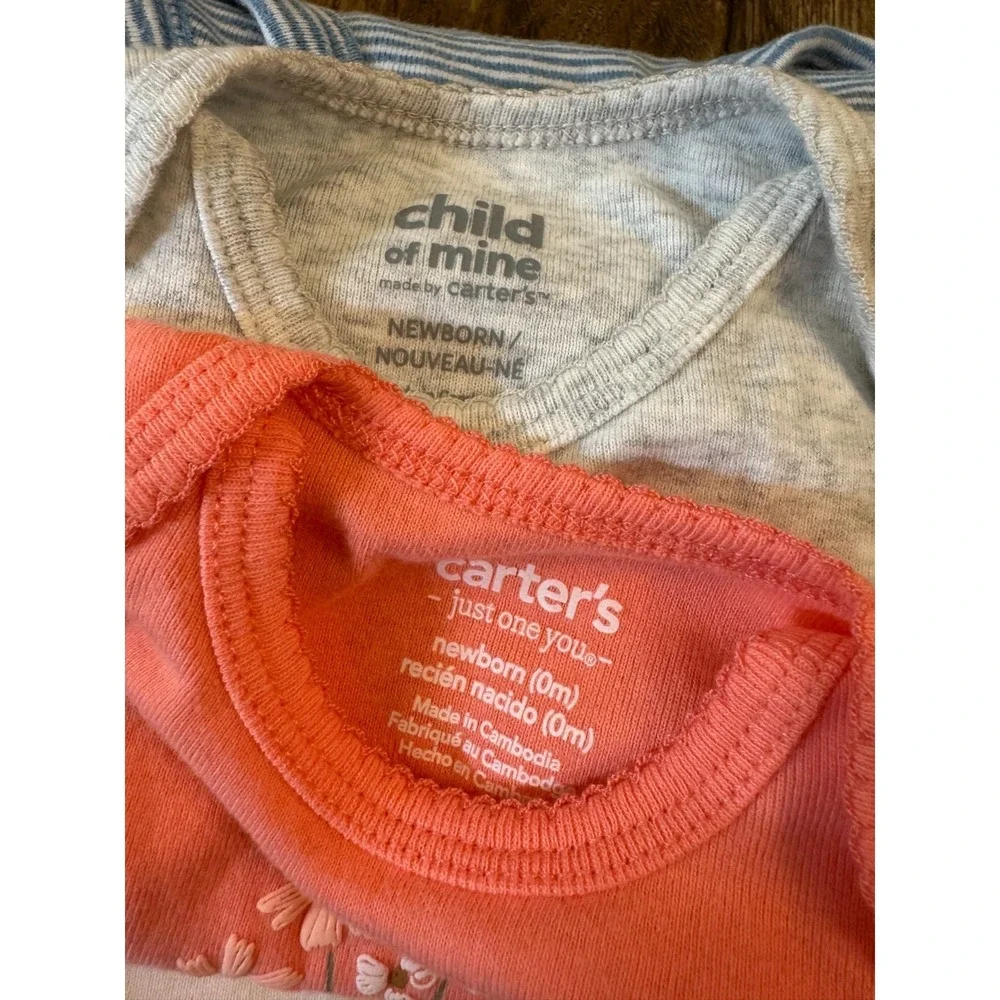 Carters Baby Girl Newborn Outfits Tee Shirts Bodysuits Clothes Smile Snuggles‎